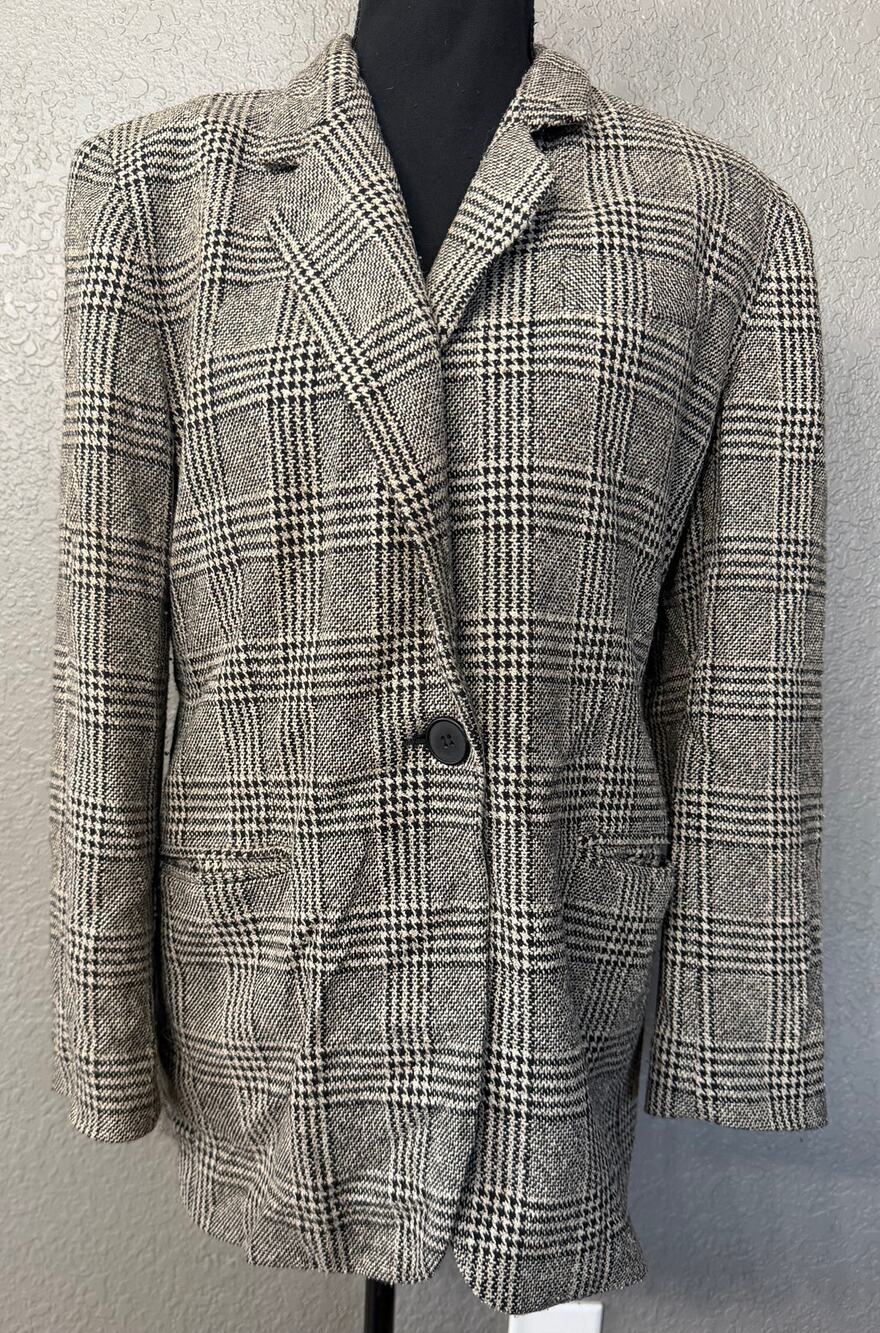 Clifford & Wills Petites Womens Sz 10P Vintage 90s Brown Gray Silk Wool Blazer